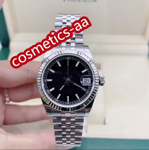 

bp factory classic ladies watches 178274 31mm calendar black dial silver jubilee steel bracelet waterproof 2813 movement luxury watch, Slivery;brown