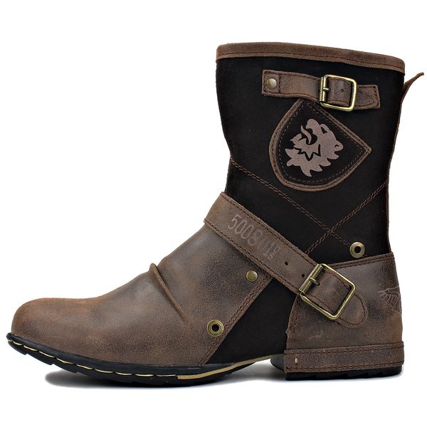 

2021 genuine leather men boots ankle shoes 5008-1-hh light brown 7ldd, Black