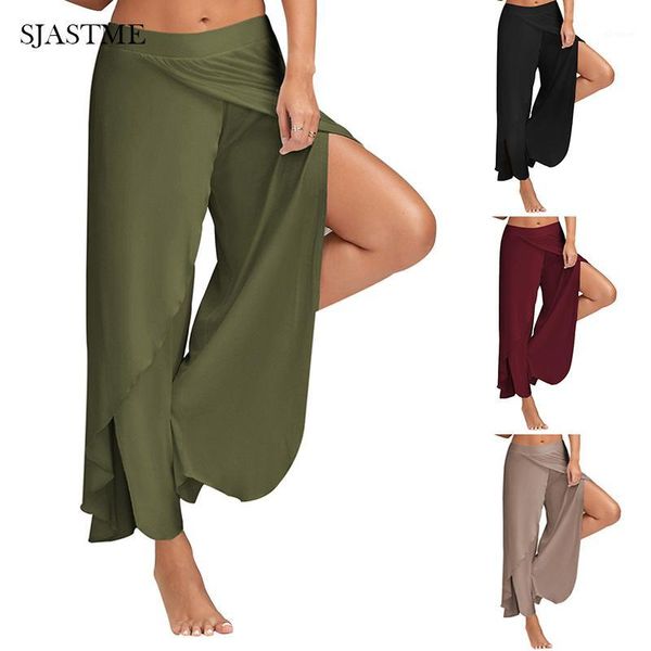 

sjastme womens modal cotton soft sportes dance pants casual wide leg pants split solid long trousers casual loose flowy1, Black;white