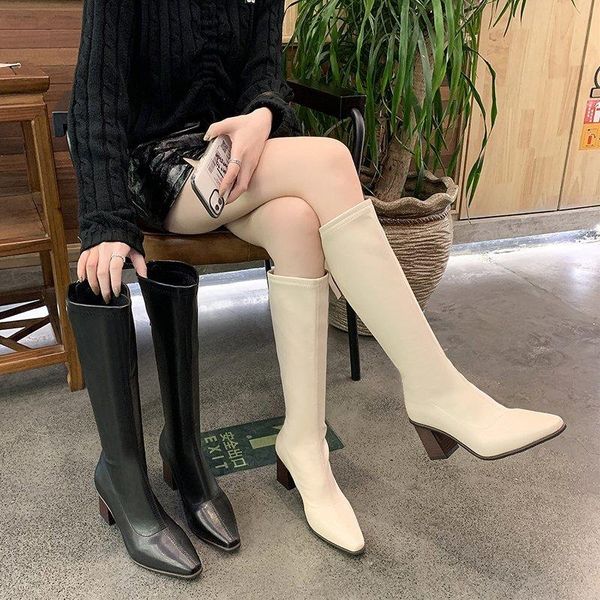 

lady boots brand women's shoes platform zipper boots-women thigh high heels high fashion rubber stiletto pointy, Black