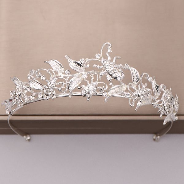 Barroco de prata cor de casamento acessórios de cabelo de moda de cristal nupcial tiaras e coroas joaninha princesa jóias de cabelo para as mulheres J0121