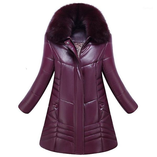 

women real fur collar jacket coat ladies faux sheepskin parkas white duck down padded winter warm jacket female outerwear1, Black