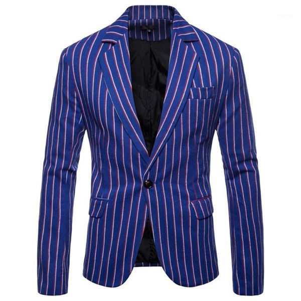 

blazer men 2020 new fashion trend european men's stripe single button casual slim men blazer1, White;black