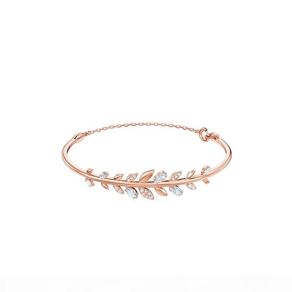 

robol 2018 new fashion wild rose gold mayfly leaf necklace female rose gold leaf crystal bracelet bracelet 5410411 5409340, Silver