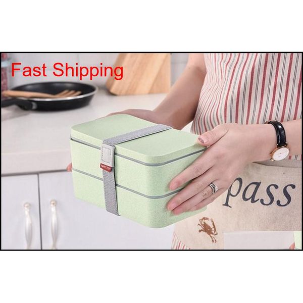 

double layer lunch box portable wheat straw material lunch box eco-friendly food container storage s qylwjl bdetoys