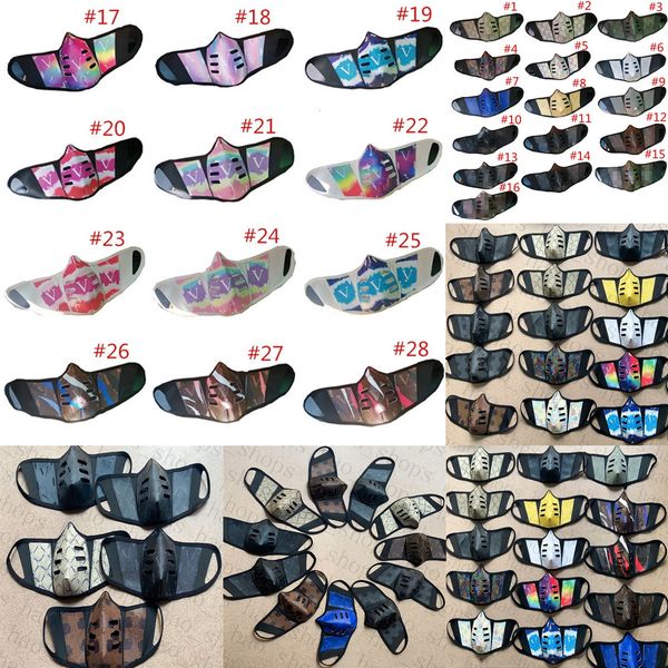 

dustproof unsiex anti-fog pu leather fashion print men women mouth masks durable outdoor protective face mask 28colorswj0c
