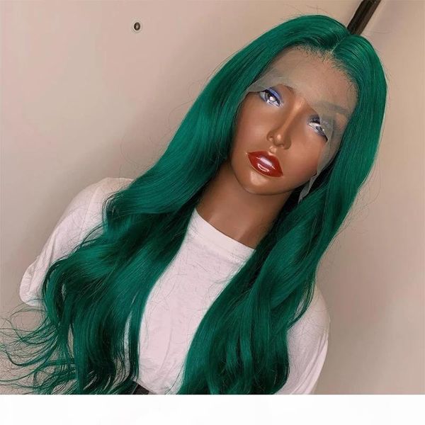 

green highlights human hair lace frontal wig brazilian remy wavy human hair wigs, Black;brown