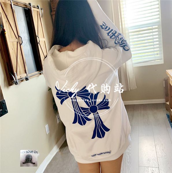 

outlet hong kong crosin print horseshoe blue cross hoodie men's and women's ch hoodie jacket, Black