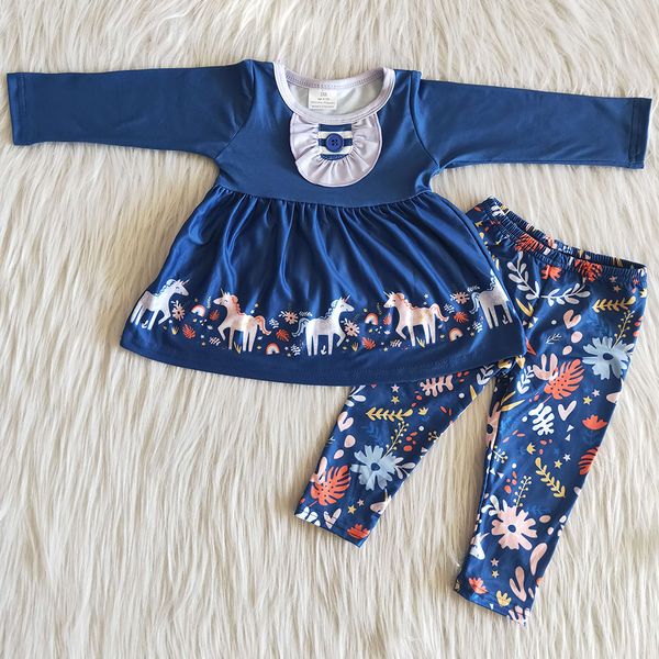 

kids designer clothes girls outfits fashion floral tunic legging navy blue clothing sets boutique kids clothing children outfits, White