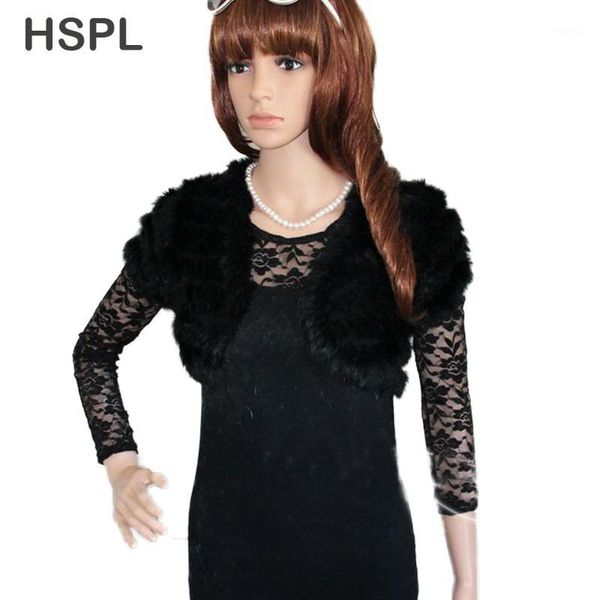 

fur vest 2020 spring new design knitted short genuine black natural fur vest/shawl for evening dress colete de pele1