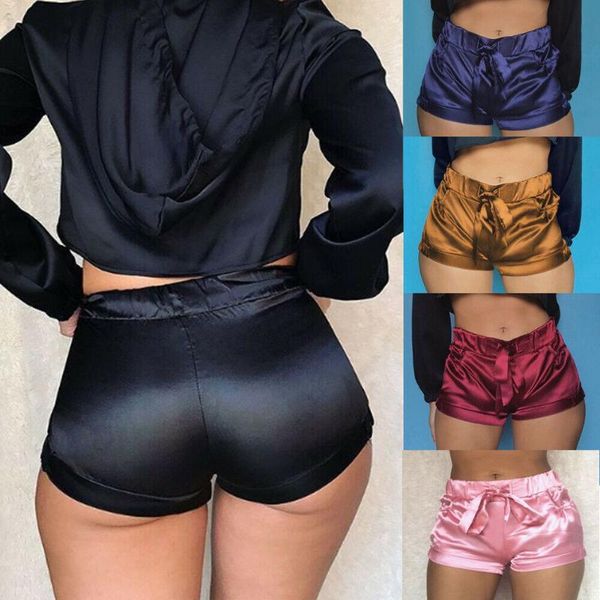 

women satin sports yoga shorts ladies fitness gym running workout shorts, White;red