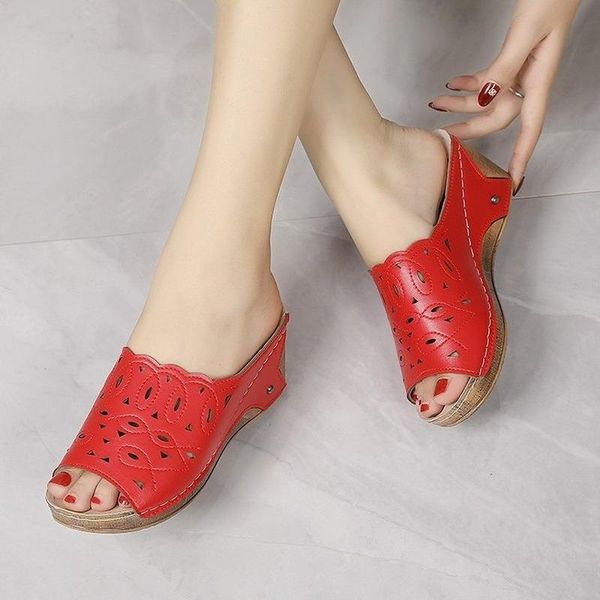 

women sandals fashion wedge roman slip-on shoe woman thick bottom slides solid women's shoes casual female sandalias de mujer, Black