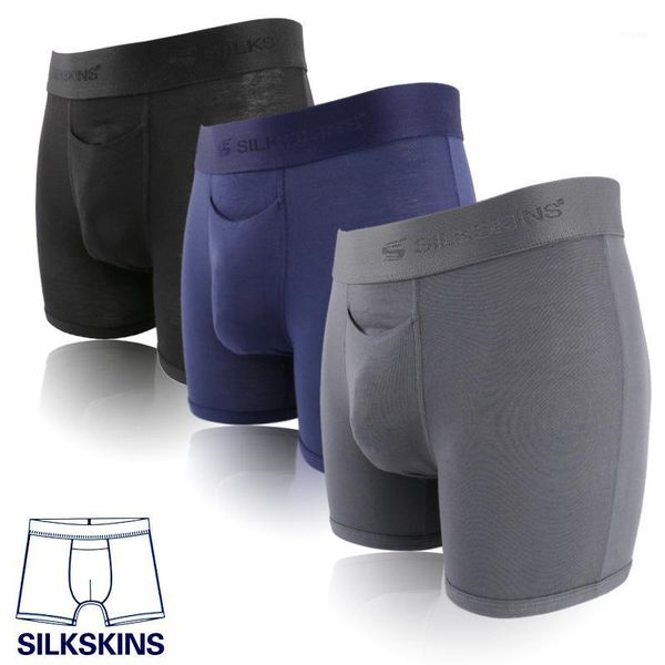 

terramar men's 3" silkskins light boxer with modal spandex soft1, Black;white