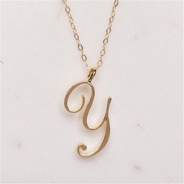 

30pcs mom love cursive name -y english alphabet family friend letters sign word chain necklaces tiny initial letter pendant jewelry, Silver