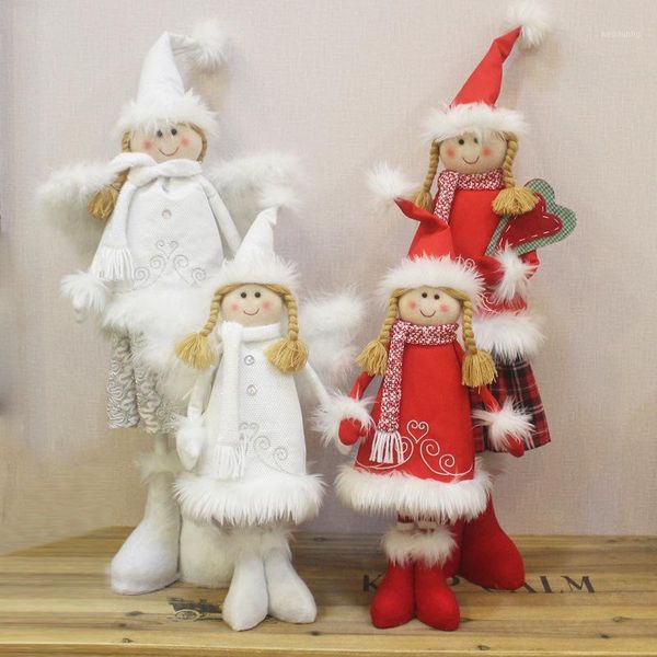 Noel Süslemeleri Süsler Bebek Yüz Melek Küçük Kırmızı Şapka Stand Geri Çekilebilir Beyaz Etek Kız1