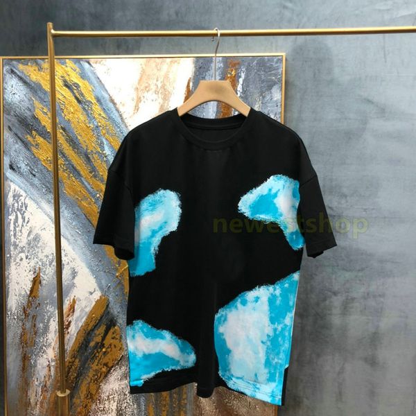 

2020 new designers t shirts solid clouds print t shirt fashion mens t shirts women short sleeve tshirt leisure tee, White;black