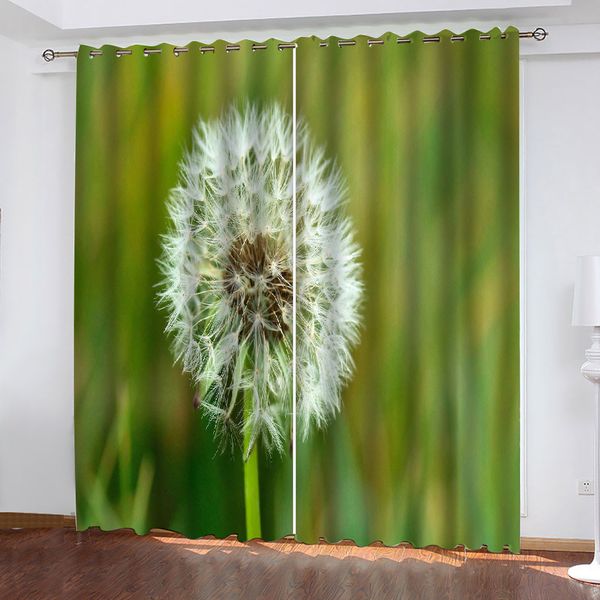 

customized size luxury blackout 3d window curtains green dandelion curtains soundproof windproof curtains