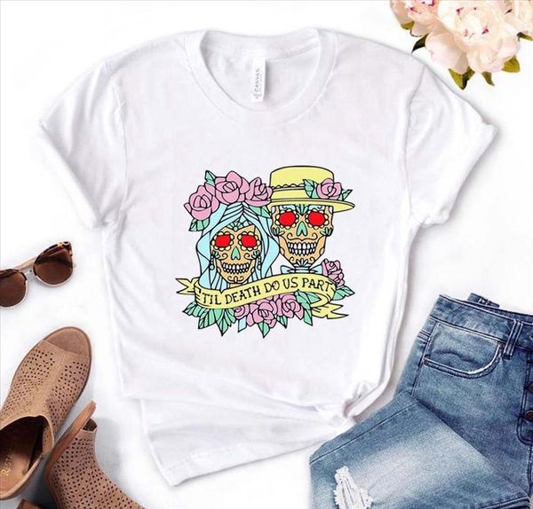 

sugar skull print women tshirt cotton casual funny t shirt gift for lady yong girl tee pm 87, White