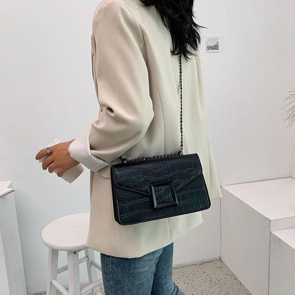 

stone pattern pu leather crossbody bags for women small shoulder simple bag female luxury chain handbags and purses