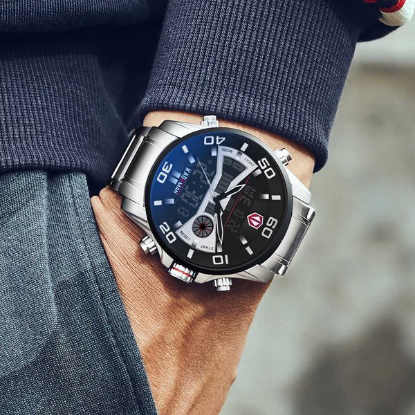

kademan brand luxury men watches waterproof led display sport quartz watch chronograph military wristwatch relogio masculino, Silver