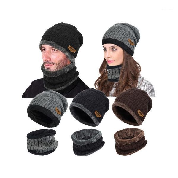 

hats, scarves & gloves sets 2 pcs womens knitted hat scarf caps neck warmer winter hats for men women skullies beanies warm fleece ca, Blue;gray