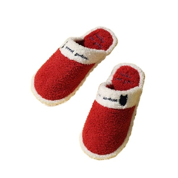 

women's slipper warm plush comfortable soft non-slip furry indoor shoes home bedroom winter slippers x1020, Black