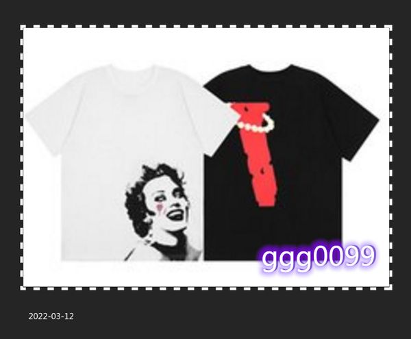 

fashion mens designer t shirt luxury couple character pattern printing short sleeve round neck hip hop style tees black white, White;black