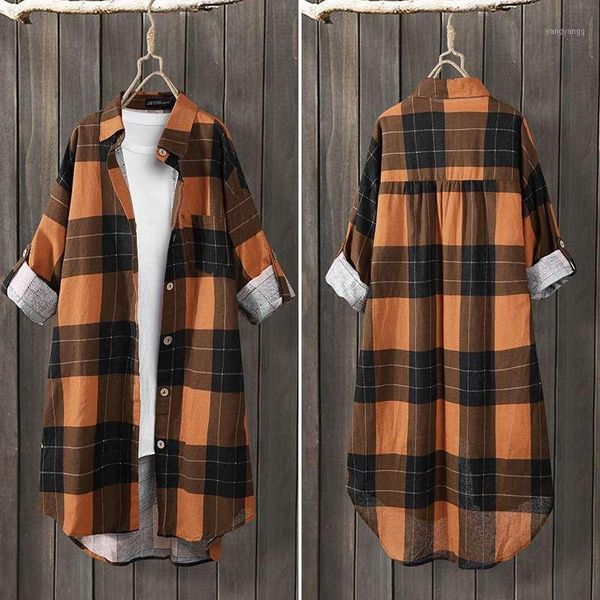 

womens vintage cotton blusa femininas plus size autumn long blouses zanzea fashion lapel shirt female long sleeve tunic 5xl1, White