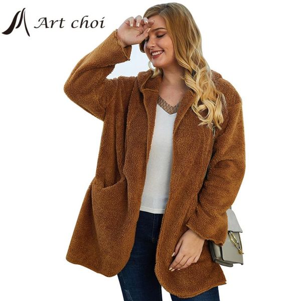 

thick winter women casual faux fur jackets warm female teddy plush coats sweatshirt outerwear overcoats streetwear oversized, Black