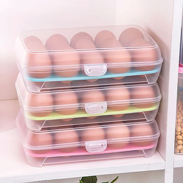 

new transparent storage box for eggs refrigerator crisper 15 grids egg storage basket grid portable egg cartons kitchen tool wx9-257