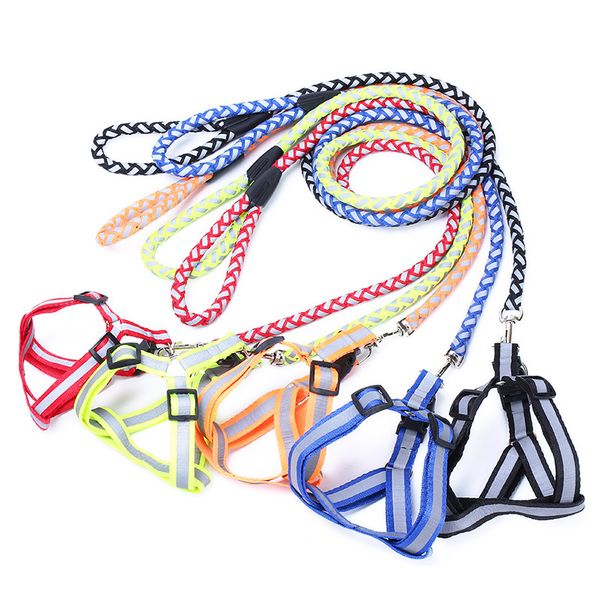 

reflective harness leashes nylon adjustable pet s/m/l dog leash rope belt puppy cat necklace ropes pets supplies 5 color