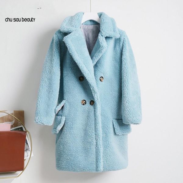 

candy color long teddy coat women jacket 2021 autumn winter thick warm padded jackets coats oversized ladies lambswool fur coats1, Black