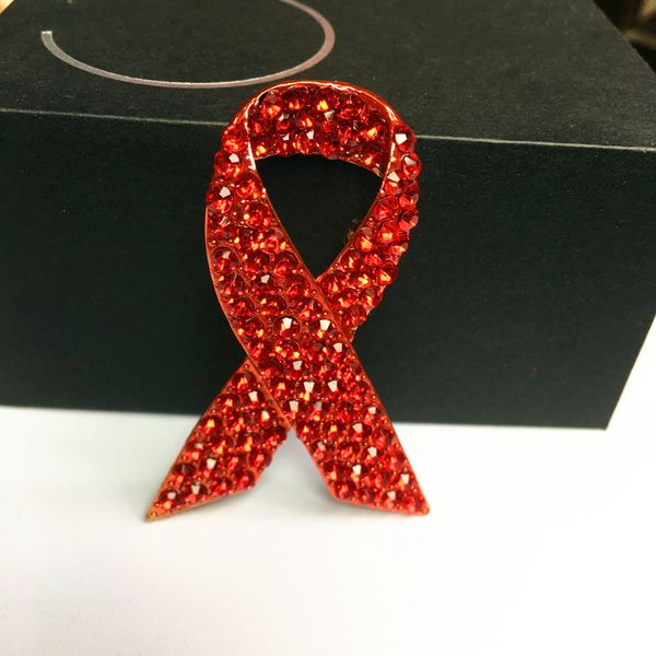 

pbr036(10), 2.4" alloy red rhinestone crystal diamante world aids day sign awareness ribbon brooch pin label pin 201009, Gray