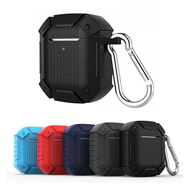

heavy duty armor case cover for airpods 1 2 waterproof shockproof anti-dust full protection bt wireless earphone shell cover