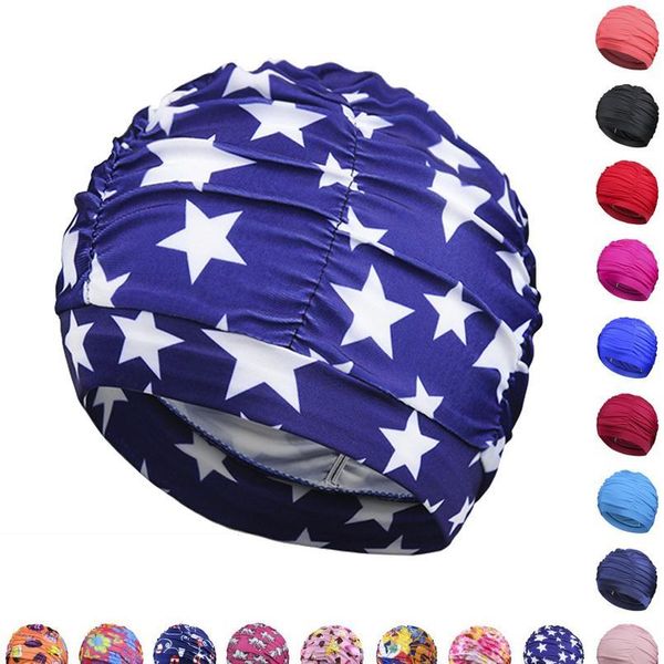

women swimming cap girl long hair bathing swimming caps hat stretch drape swim pool sport elastic nylon turban fo sqccxa