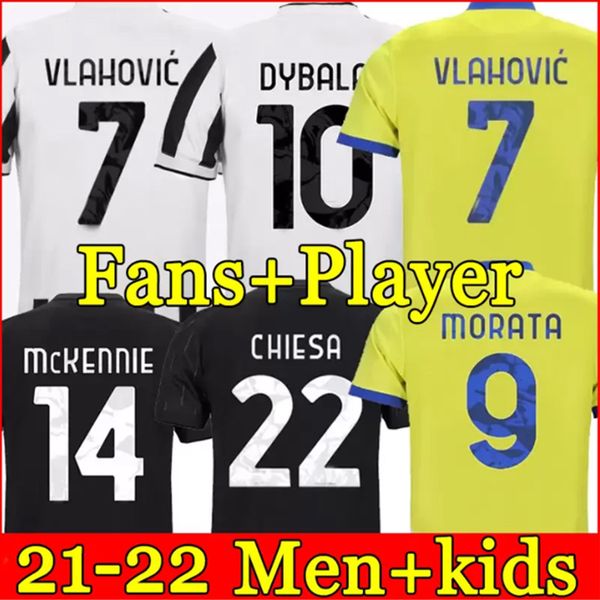 

21 22 vlahovic soccer jersey 2021 2022 kean dybala morata chiesa mckennie locatelli football kit shirts chiellini bonucci kits men kids sets, Black;yellow