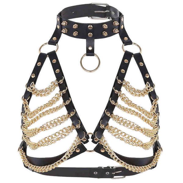 NXY SM Bondage Mulheres Punk Sexy Couro Correias Corpo Arnês Rivet Cintura Cadeia Selvagem Ornamento Femdom Ferramentas BDSM Brinquedos para Adultos 1223