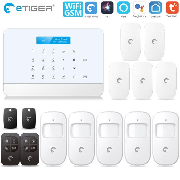 

alarm systems etiger s6 tuya smart wifi/gsm security motion detector home sms system