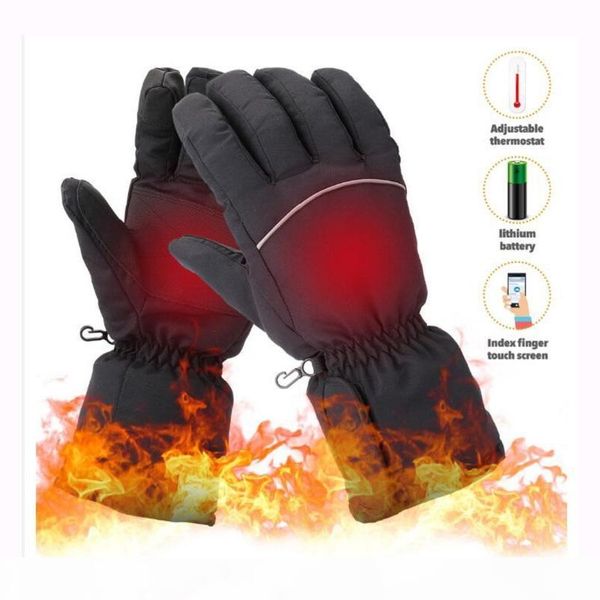

heated gloves warm rechargeable electric battery gloves touchscreen gloves winter warm thermal ski cycling mittens outdoor climbing mittens, Blue;gray