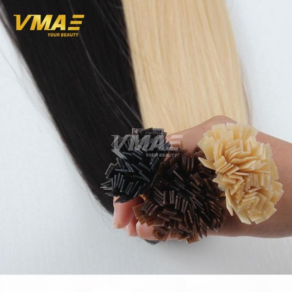 

double drawn pre bonded keratin hair extensions pure color flat tip fusion hair 100pcs 1g each strands brazilian virgin human flat tip hair, Black
