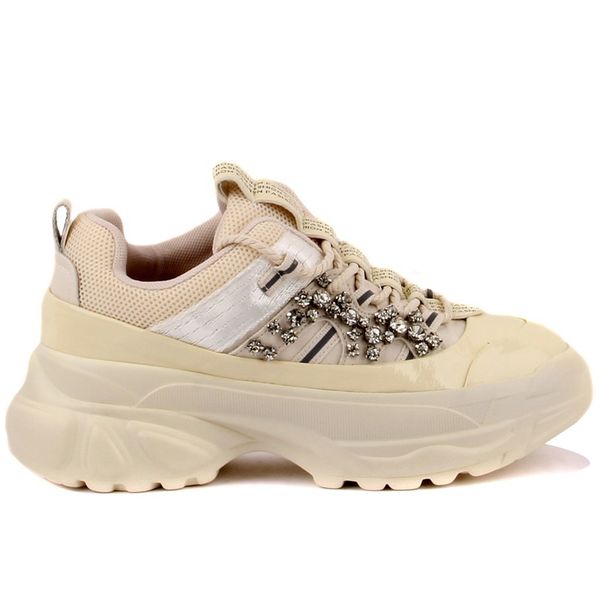 

guja-black, beige colored women's shoes with high background jhoq
