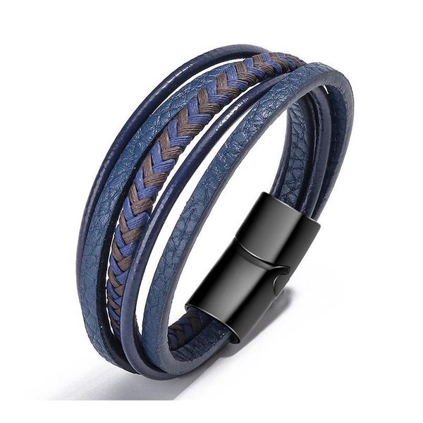 

zoshi braided blue color leather bracelets for men armband heren trendy genuine leather bracelets with magneti sqcybt, Golden;silver