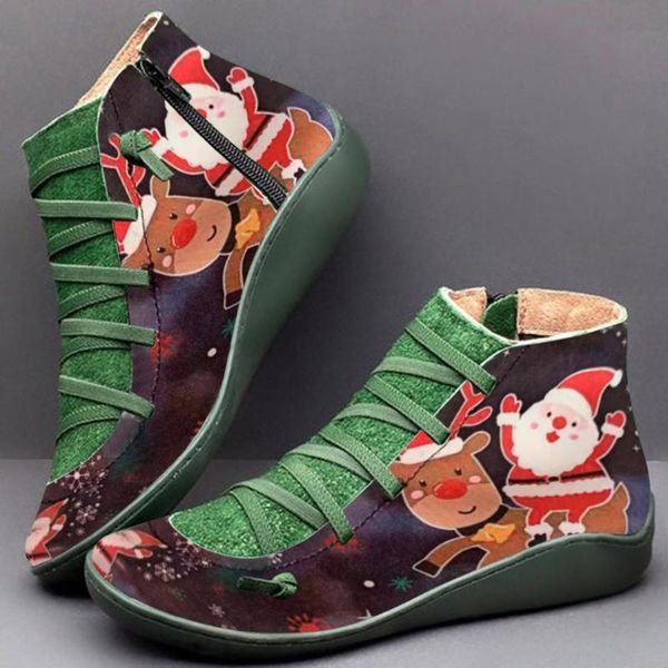 

women's casual flat leather retro soft bottom comfortable laced women's boots side zipper round toe shoe boots women winter 2020, Black