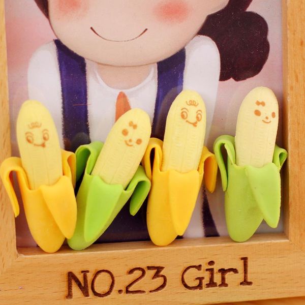 

creative cute kawaii banana fruit style pencil eraser students novelty stationery gift school office correction supplies 1 pcs h wmtnvk