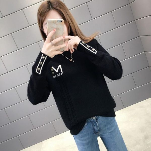 

women's sweaters and pullovers long sleeve pullover solid casual knit, White;black