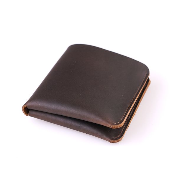 

minimalist male retro handmade short wallet small change purse luxury designer crazy horse leather wallets for men, Red;black