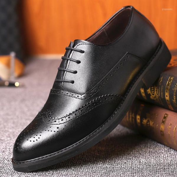 

leather business men dress shoes outdoor lace up retro leather oxford shoes for men wedding party formal design fashion1, Black