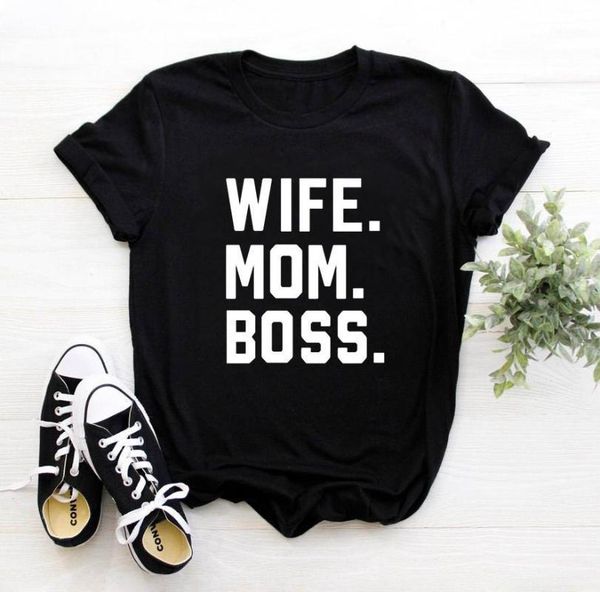 

wife mom women's letter print cotton t-shirt women's funny and casual t-shirt girl's hipster with direct1, White