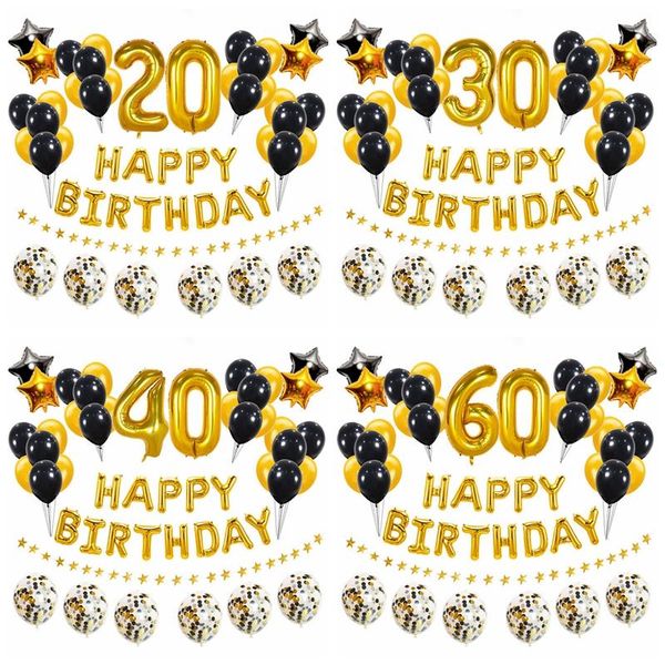 

37pcs/set Custom 0-99 Years Old Number Foil Latex Balloons Adult Happy Birthday Decoration Kids Baby 1st Girl Boy Party Supplies