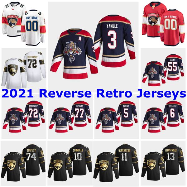 

florida panthers 2021 reverse retro jerseys mackenzie weegar jersey keith yandle sam montembeault frank vatrano custom stitched mens, Black;red